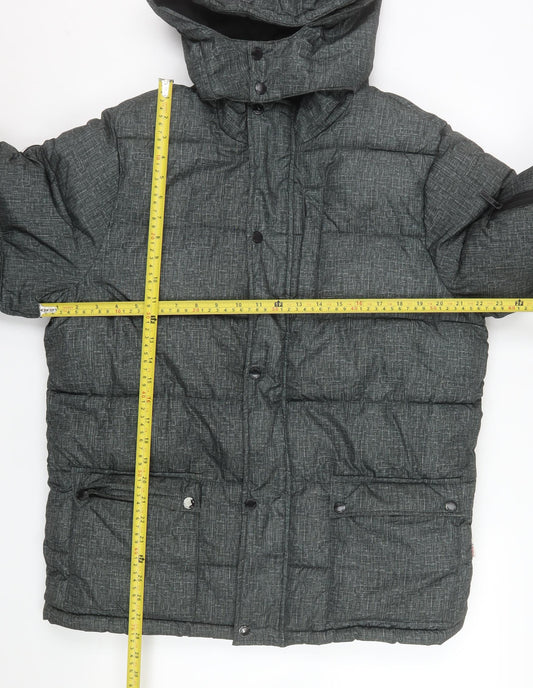Lee Cooper Men's Grey Hooded Puffer Jacket S Regular Fit Winter Coat
