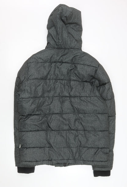 Lee Cooper Men's Grey Hooded Puffer Jacket S Regular Fit Winter Coat