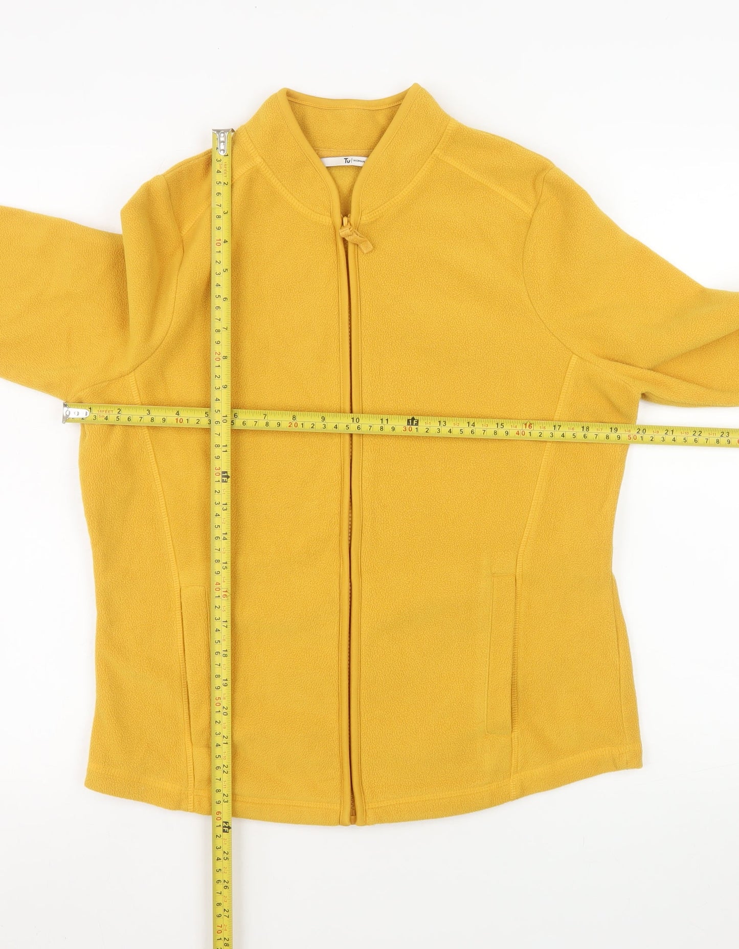 Tu Womens Yellow Fleece Zip Jacket Size 12 Lightweight Casual