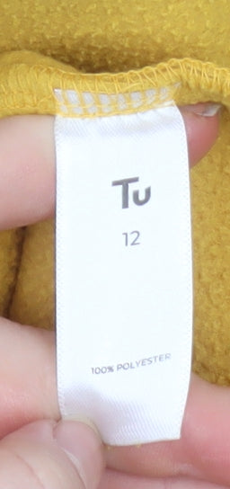 Tu Womens Yellow Fleece Zip Jacket Size 12 Lightweight Casual