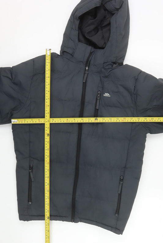 Trespass Boys Grey Waterproof Puffer Jacket 13 Years Hooded Winter Coat