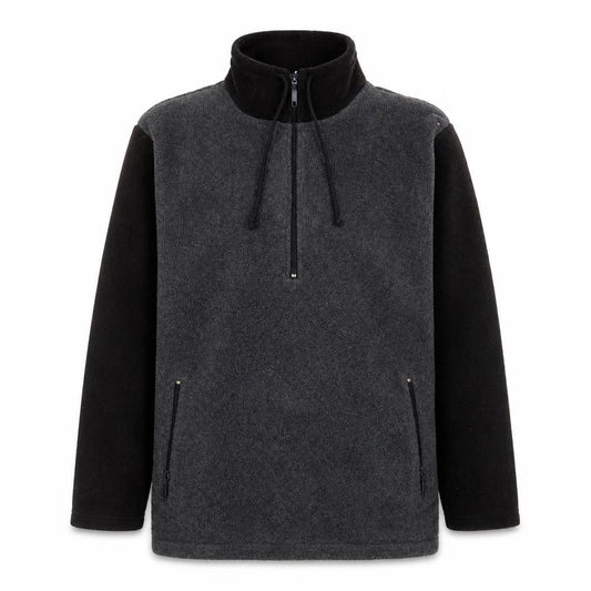 Front view of Ann Taylor Loft unisex grey fleece 1/4 zip pullover sweatshirt l