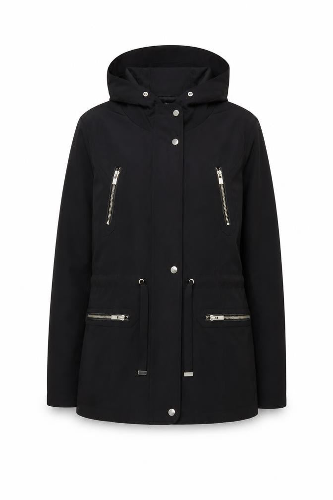 RESERVED Women's Black Mid-Length Hooded Parka Jacket Size 6