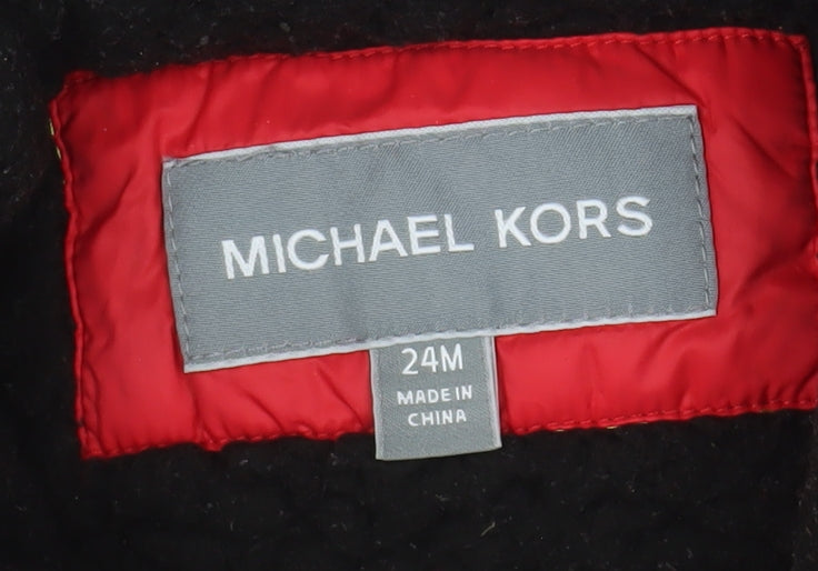 Michael Kors Red Puffer Jacket Unisex Baby 18-24 Months Hooded Winter Coat