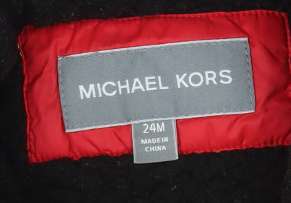 Michael Kors Red Puffer Jacket Unisex Baby 18-24 Months Hooded Winter Coat