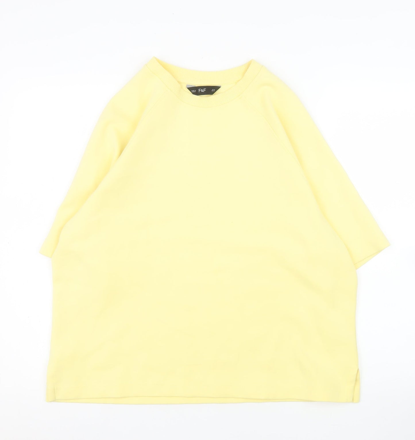Womens UK Size M F&F Yellow Basic T-Shirt