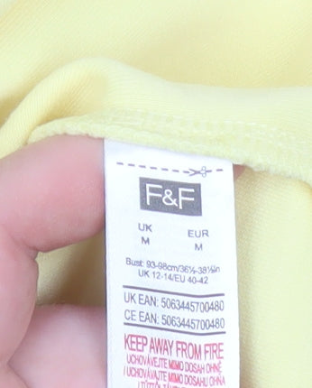Womens UK Size M F&F Yellow Basic T-Shirt
