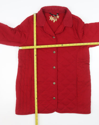 Womens UK Size 16 BM Casual Red Quilted Coat