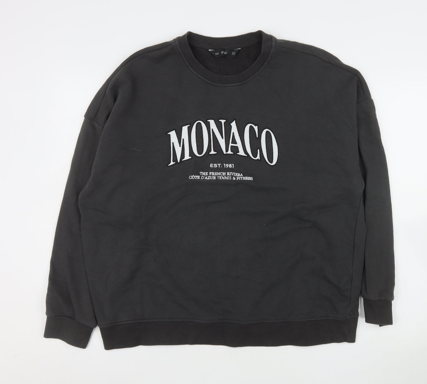 Womens UK Size 16 F&F Black Pullover Sweatshirt