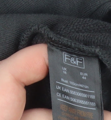 Womens UK Size 16 F&F Black Pullover Sweatshirt