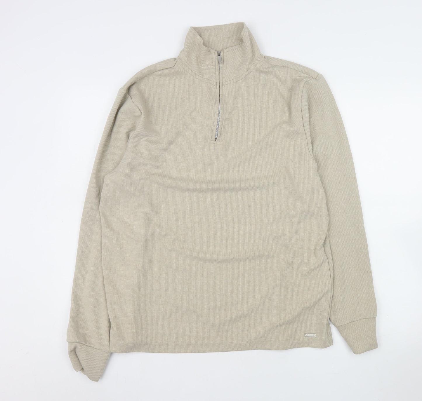 Mens UK Size M River Island Beige Henley Sweatshirt