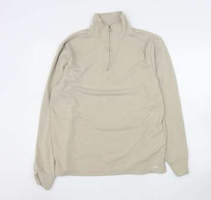 Mens UK Size M River Island Beige Henley Sweatshirt
