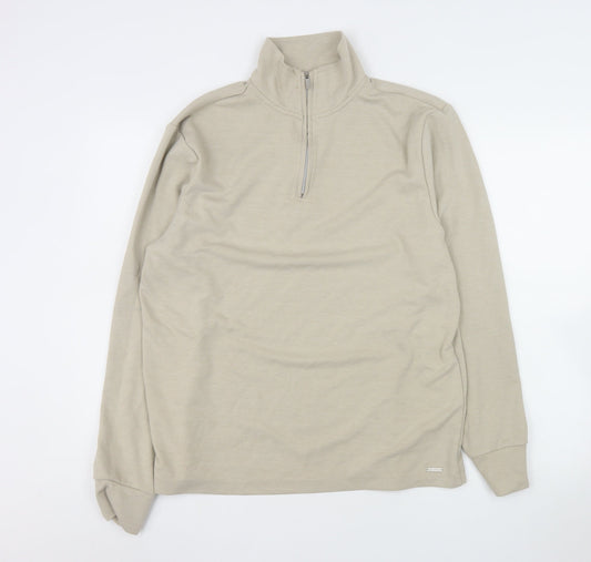 Mens UK Size M River Island Beige Henley Sweatshirt