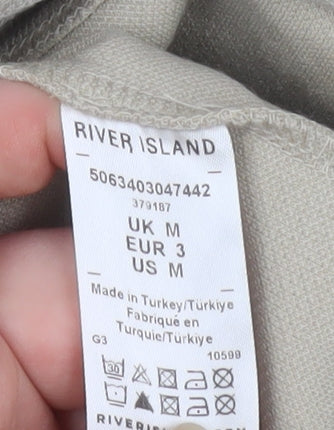 Mens UK Size M River Island Beige Henley Sweatshirt