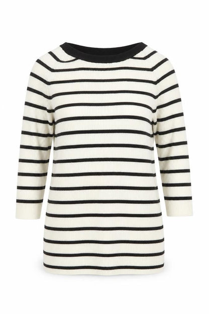 Zara Women Ivory Black Striped Knit Pullover Jumper Size M 12