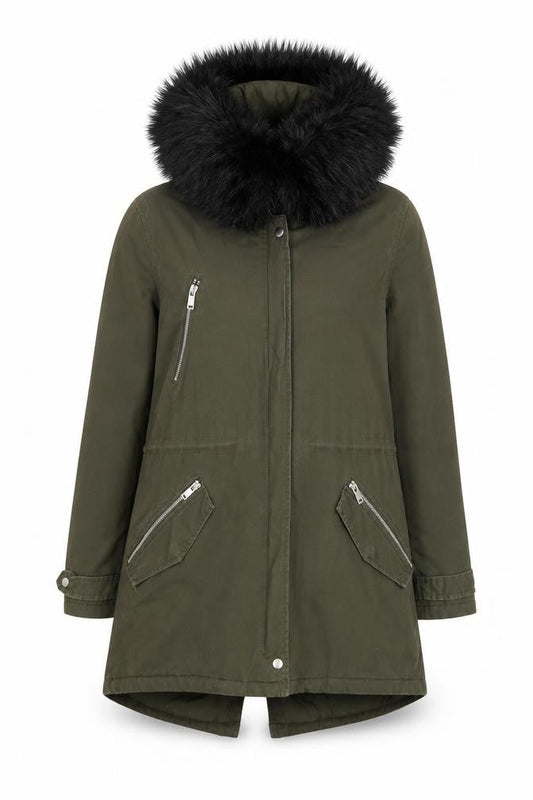Womens UK Size 14 New Look Green Parka Coat