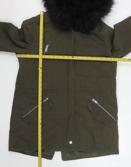Womens UK Size 14 New Look Green Parka Coat