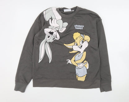 Womens UK Size XS Looney Tunes Grey Pullover Sweatshirt