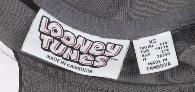 Womens UK Size XS Looney Tunes Grey Pullover Sweatshirt