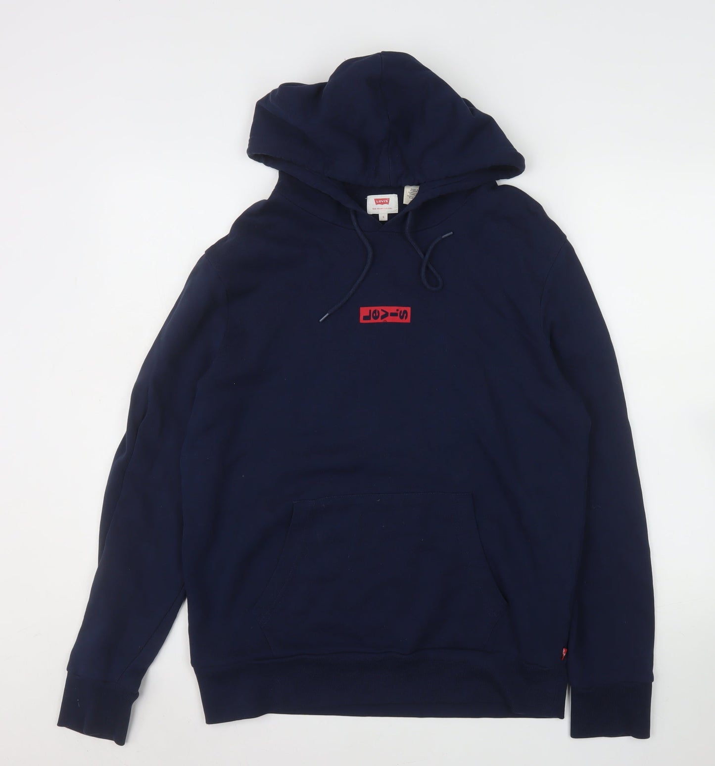 Levi's Men's Blue Pullover Hoodie Small Logo Cotton Sweatshirt