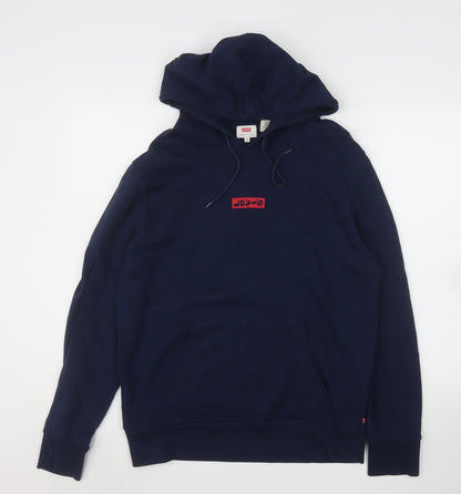 Levi's Men's Blue Pullover Hoodie Small Logo Cotton Sweatshirt