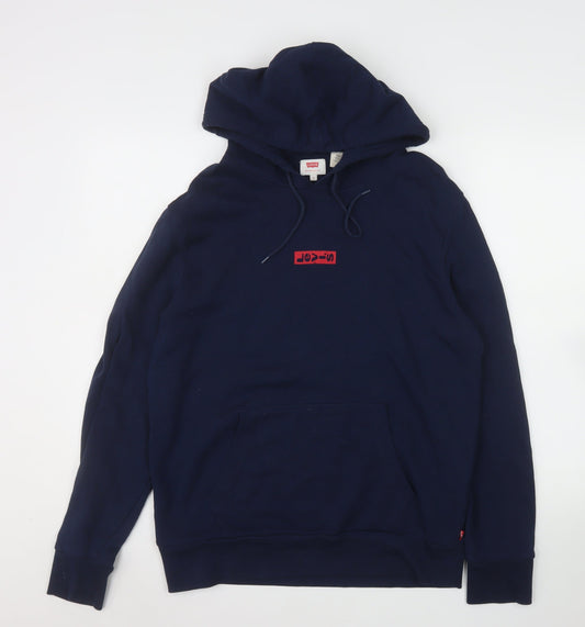 Levi's Men's Blue Pullover Hoodie Small Logo Cotton Sweatshirt