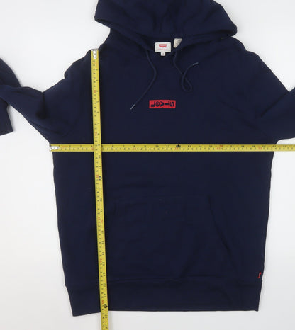 Levi's Men's Blue Pullover Hoodie Small Logo Cotton Sweatshirt