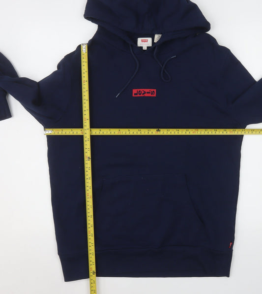 Levi's Men's Blue Pullover Hoodie Small Logo Cotton Sweatshirt