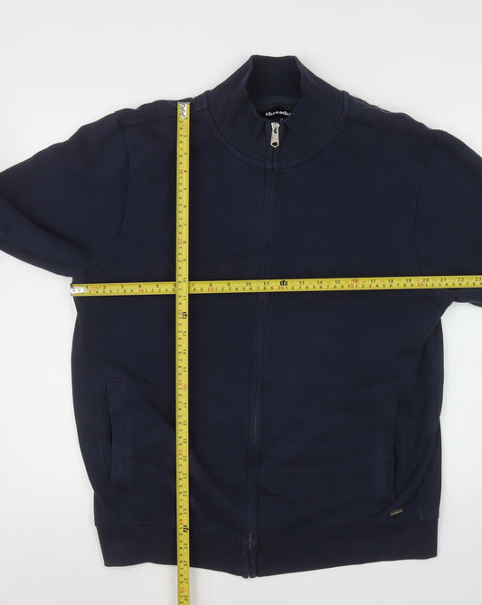 Threadbare Men's Blue Bomber Jacket L Full Zip Cotton Blend Casual