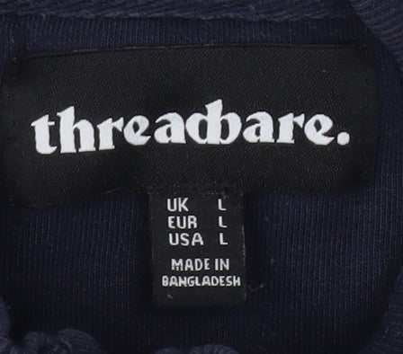 Threadbare Men's Blue Bomber Jacket L Full Zip Cotton Blend Casual