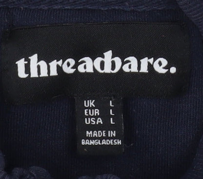 Threadbare Men's Blue Bomber Jacket L Full Zip Cotton Blend Casual