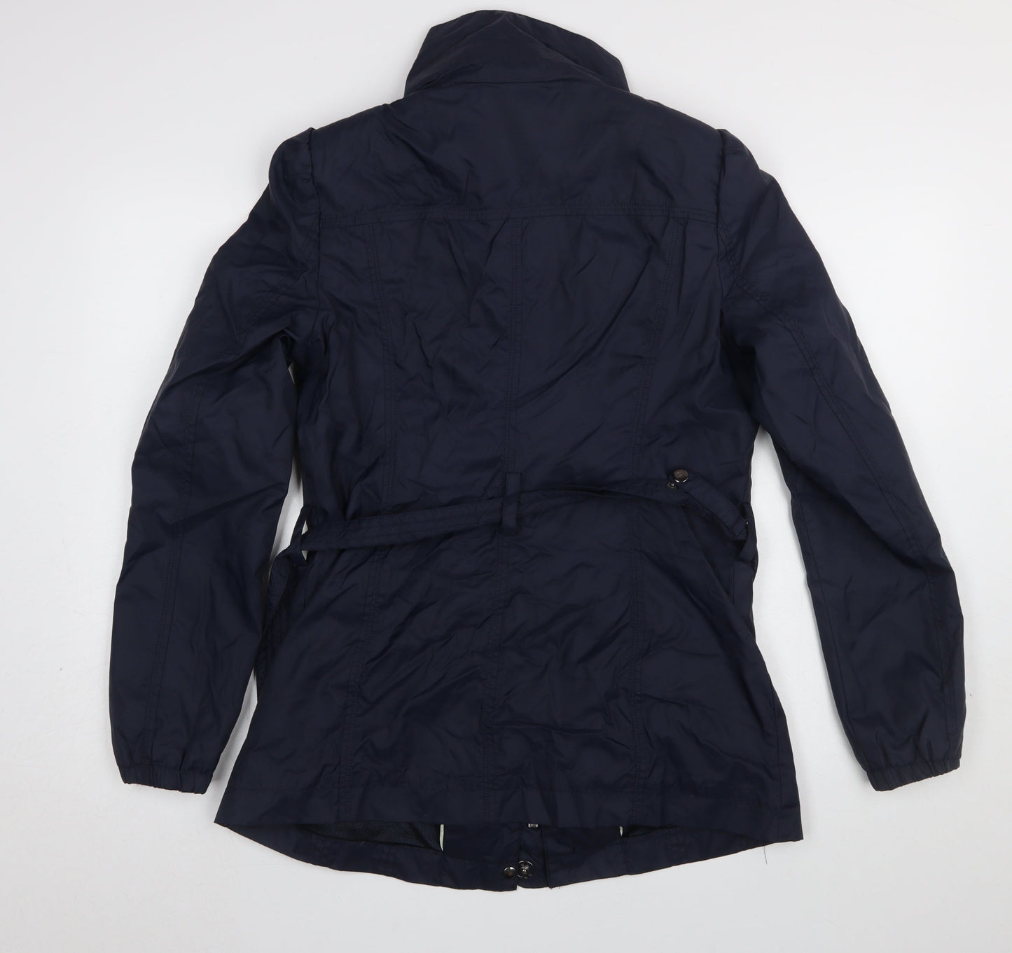 Esprit Women Blue Military Jacket Size 14 Belted Mid-Length Casual