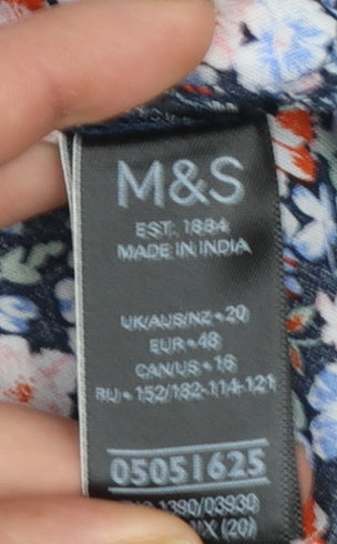 Womens UK Size 20 Marks and Spencer Multicoloured Blouse Button-Up
