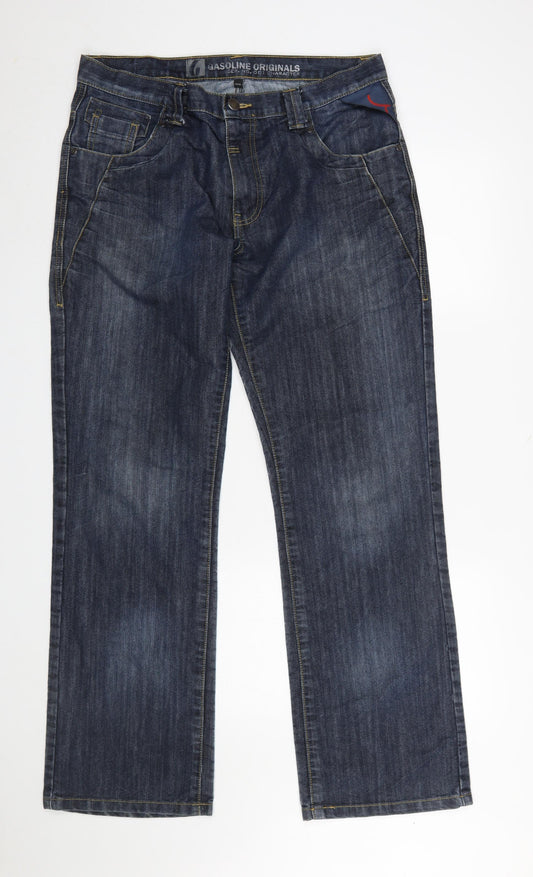 Mens UK Size L Gasoline Originals Regular Fit Straight Blue Jeans