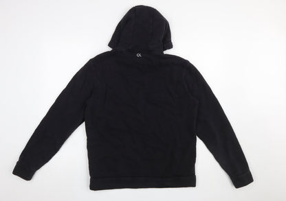 Calvin Klein Men’s Black Pullover Logo Hoodie Size M Cotton Fleece