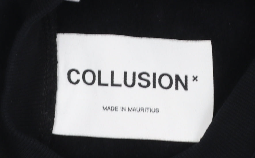 Mens UK Size XS COLLUSION Black Pullover Sweatshirt