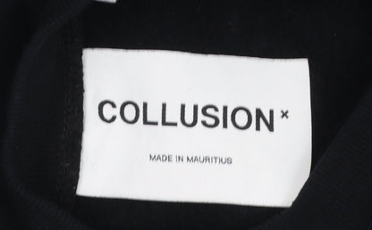 Mens UK Size XS COLLUSION Black Pullover Sweatshirt