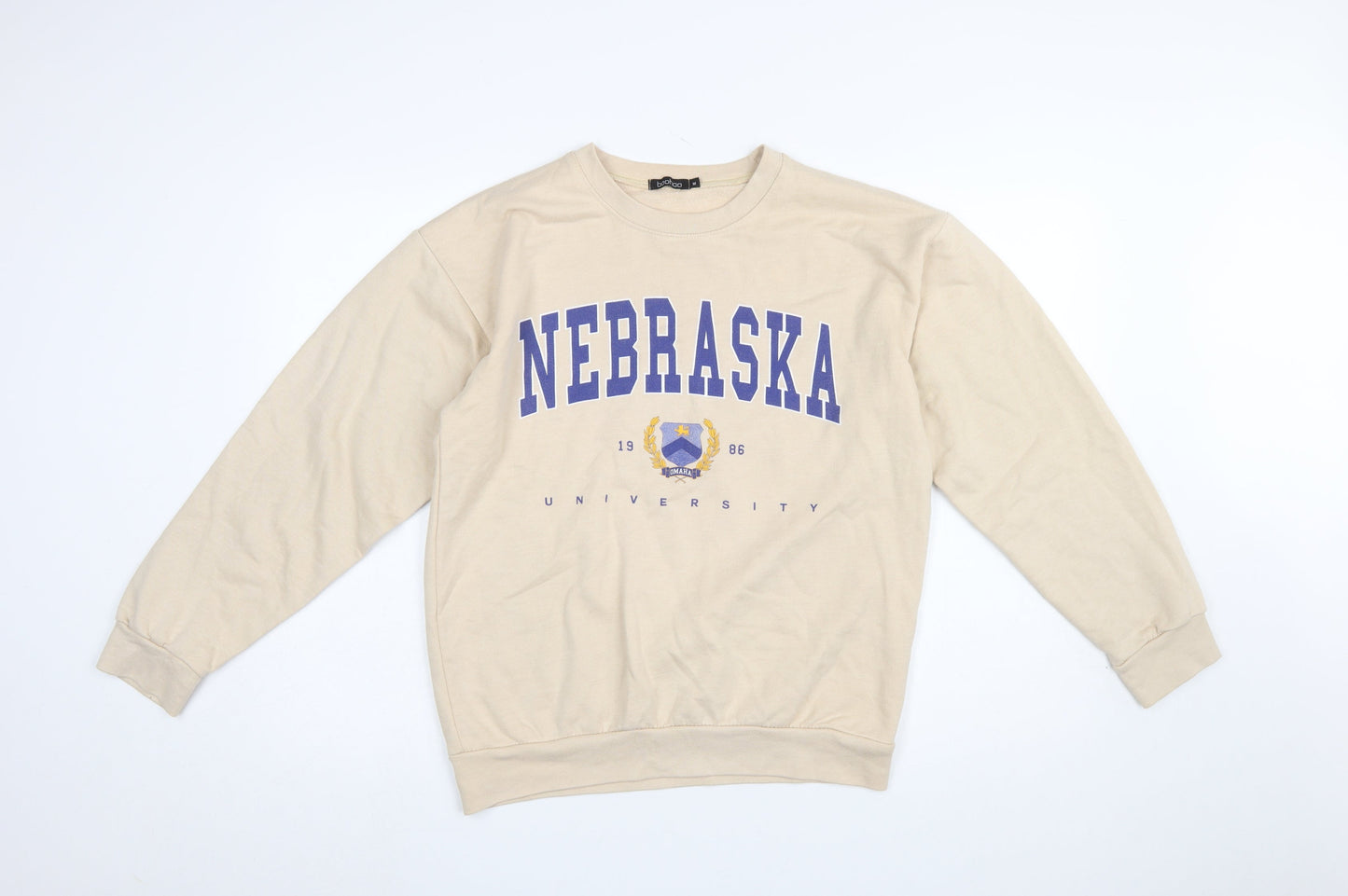 Womens UK Size M Boohoo Beige Pullover Sweatshirt