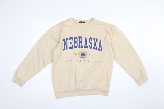 Womens UK Size M Boohoo Beige Pullover Sweatshirt
