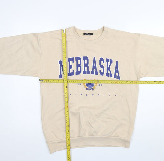Womens UK Size M Boohoo Beige Pullover Sweatshirt