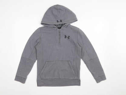 Boys UK Size 10 Years Under armour Grey Pullover Hoodie