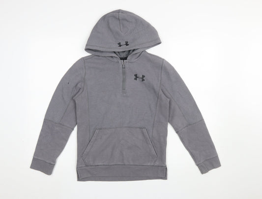 Boys UK Size 10 Years Under armour Grey Pullover Hoodie