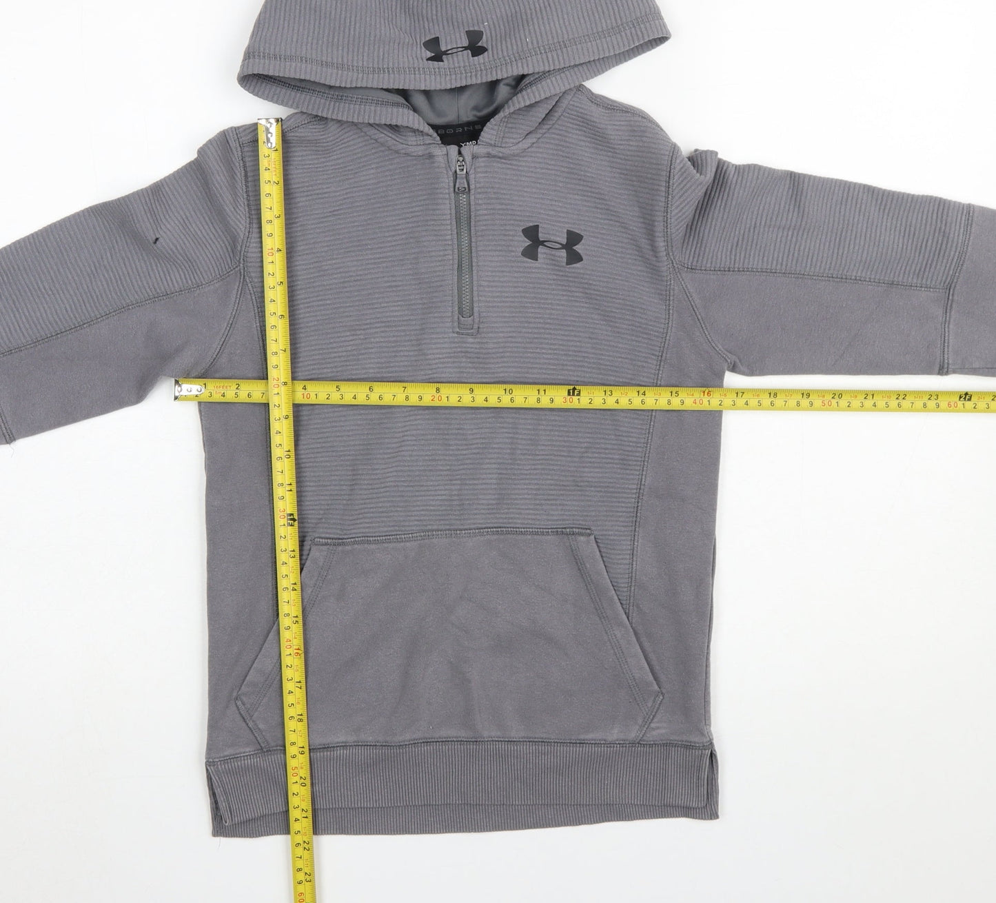Boys UK Size 10 Years Under armour Grey Pullover Hoodie