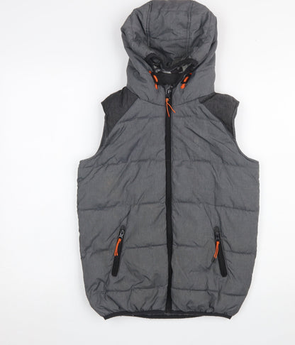 Marks and Spencer Boys Grey Hooded Padded Bodywarmer 11-12 Years