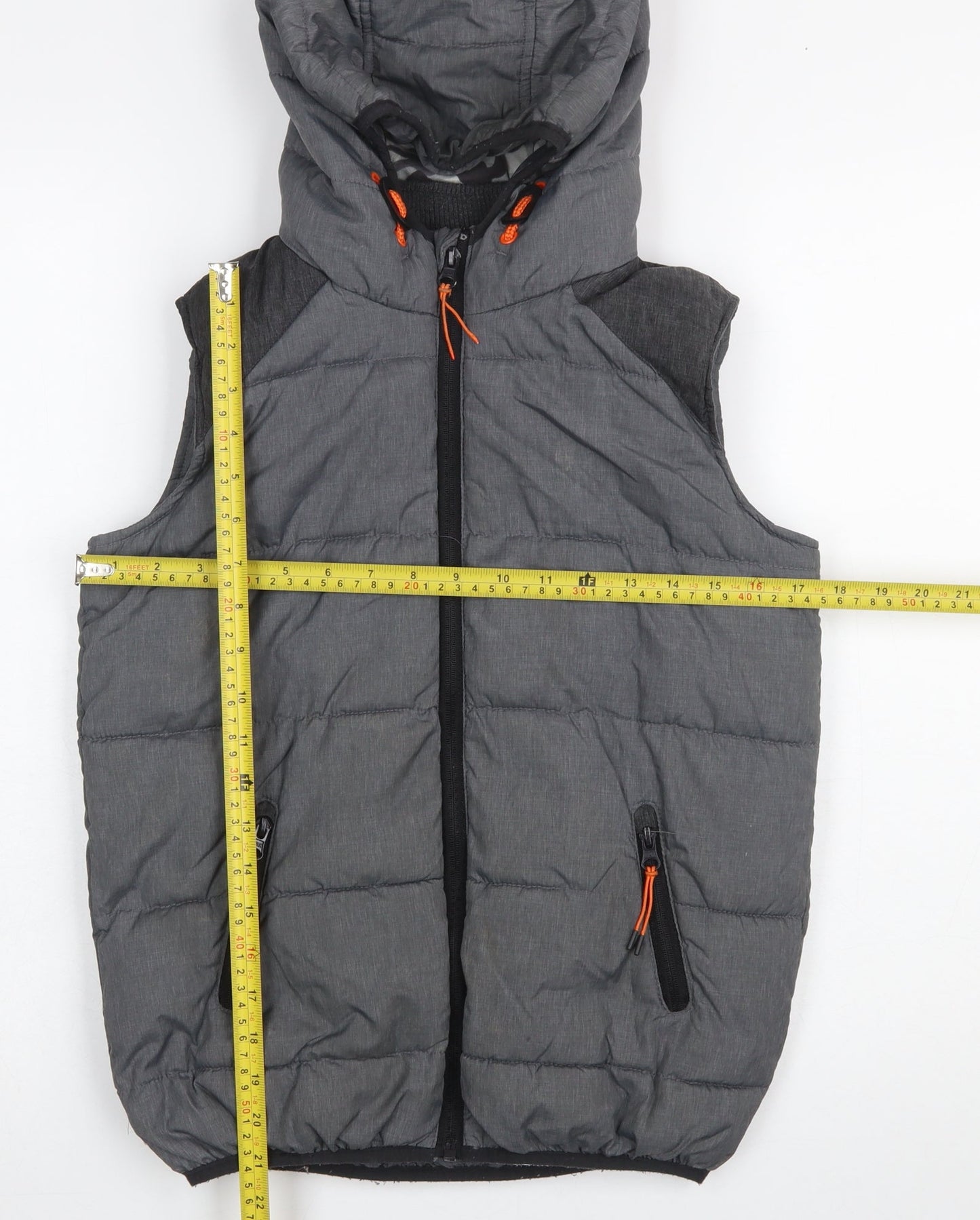 Marks and Spencer Boys Grey Hooded Padded Bodywarmer 11-12 Years