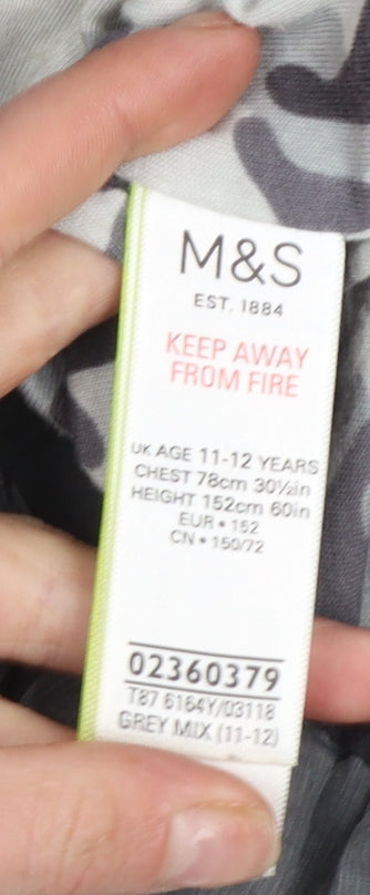 Marks and Spencer Boys Grey Hooded Padded Bodywarmer 11-12 Years
