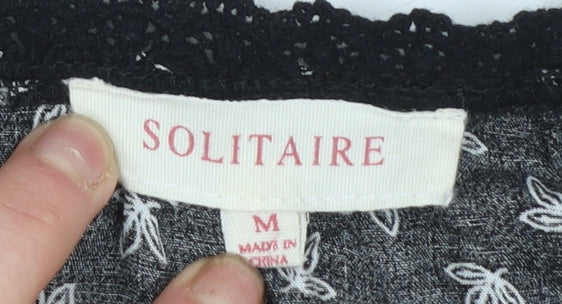 Womens UK Size M Solitaire Black Camisole Blouse