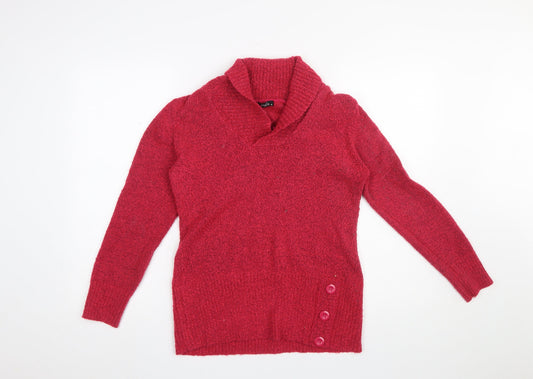 Womens UK Size M M&Co Red Pullover Jumper