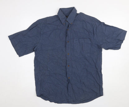 Next Men's Blue Check Short Sleeve Button-Up Shirt Size S