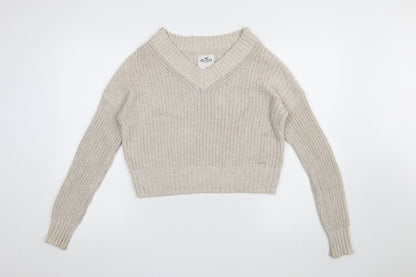 Womens UK Size XS Hollister Beige Pullover Jumper